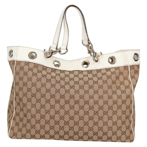 GUCCI GG Canvas Tote Bag Beige Gold 153033 Auth BA5552V - Picture 2 of 16